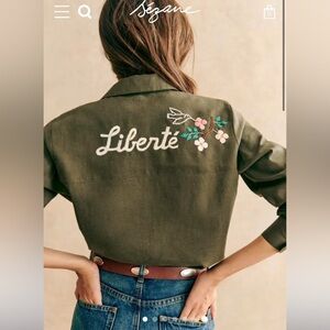 Sézane x CSAO embroidered Tomboy Shirt, EU 44